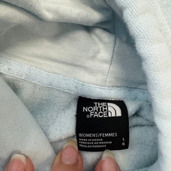 Vintage Y2K The North Face Baby Blue Hoodie Pullover Sweatshirt Women's L - Picture 3 of 5